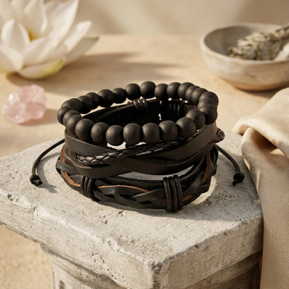 Handcrafted Woven Leather Bracelet For Daily Wear
