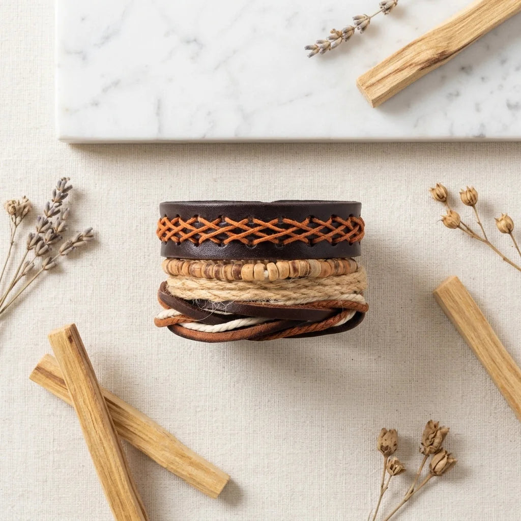 Handcrafted Woven Leather Bracelet For Daily Wear