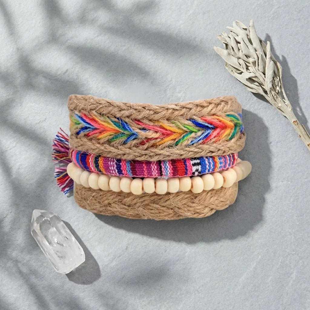 Handcrafted Woven Leather Bracelet For Daily Wear