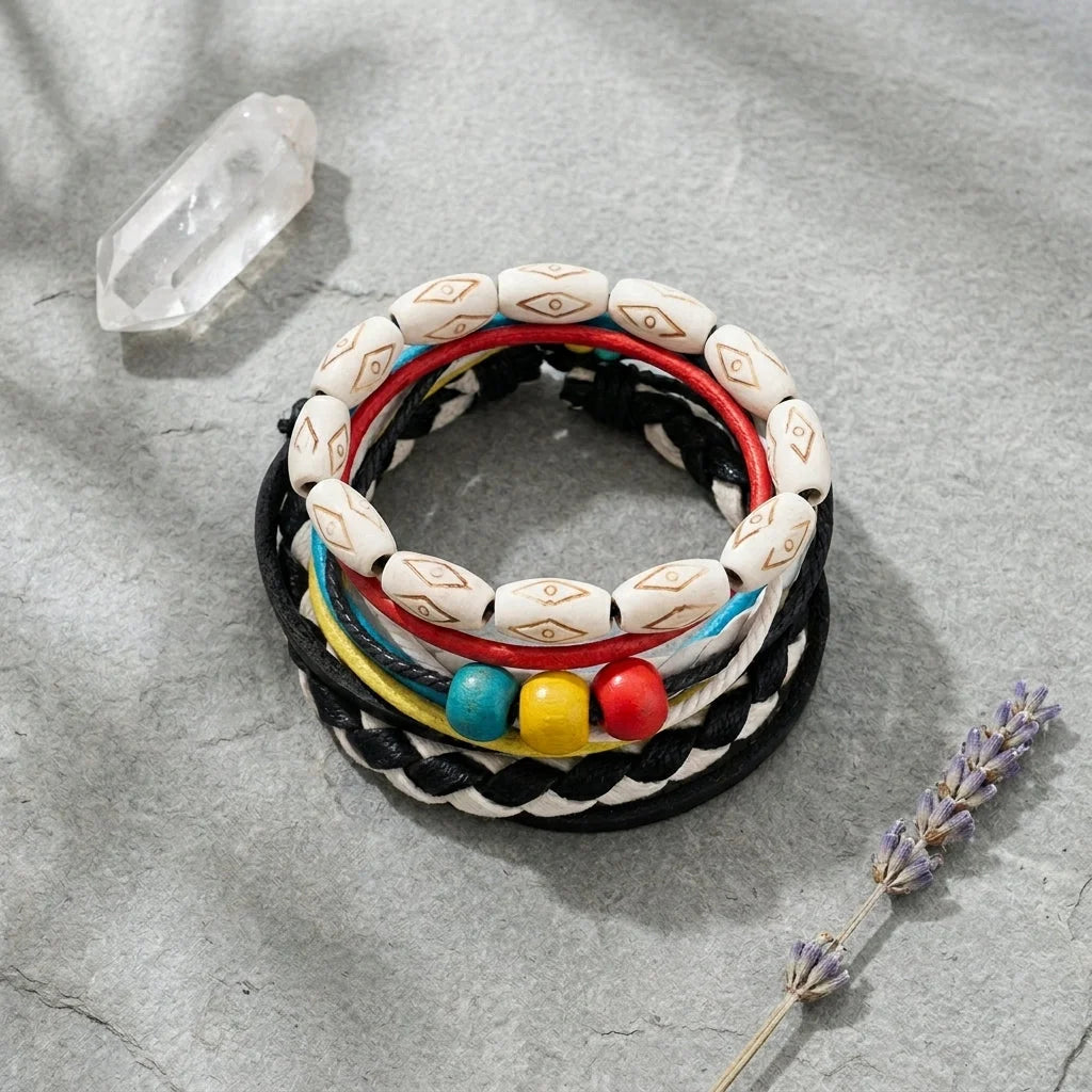 Handcrafted Woven Leather Bracelet For Daily Wear