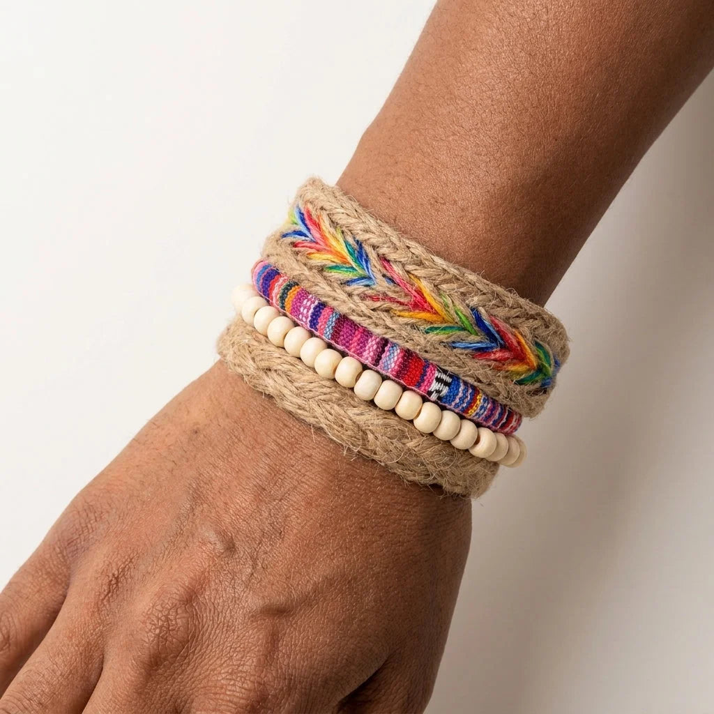 Handcrafted Woven Leather Bracelet For Daily Wear