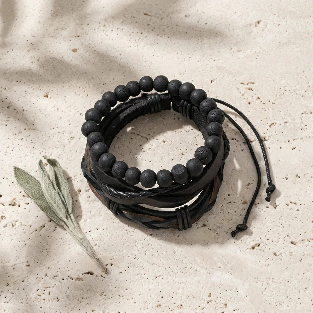 Handcrafted Woven Leather Bracelet For Daily Wear