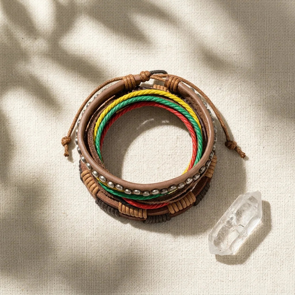 Handcrafted Woven Leather Bracelet For Daily Wear