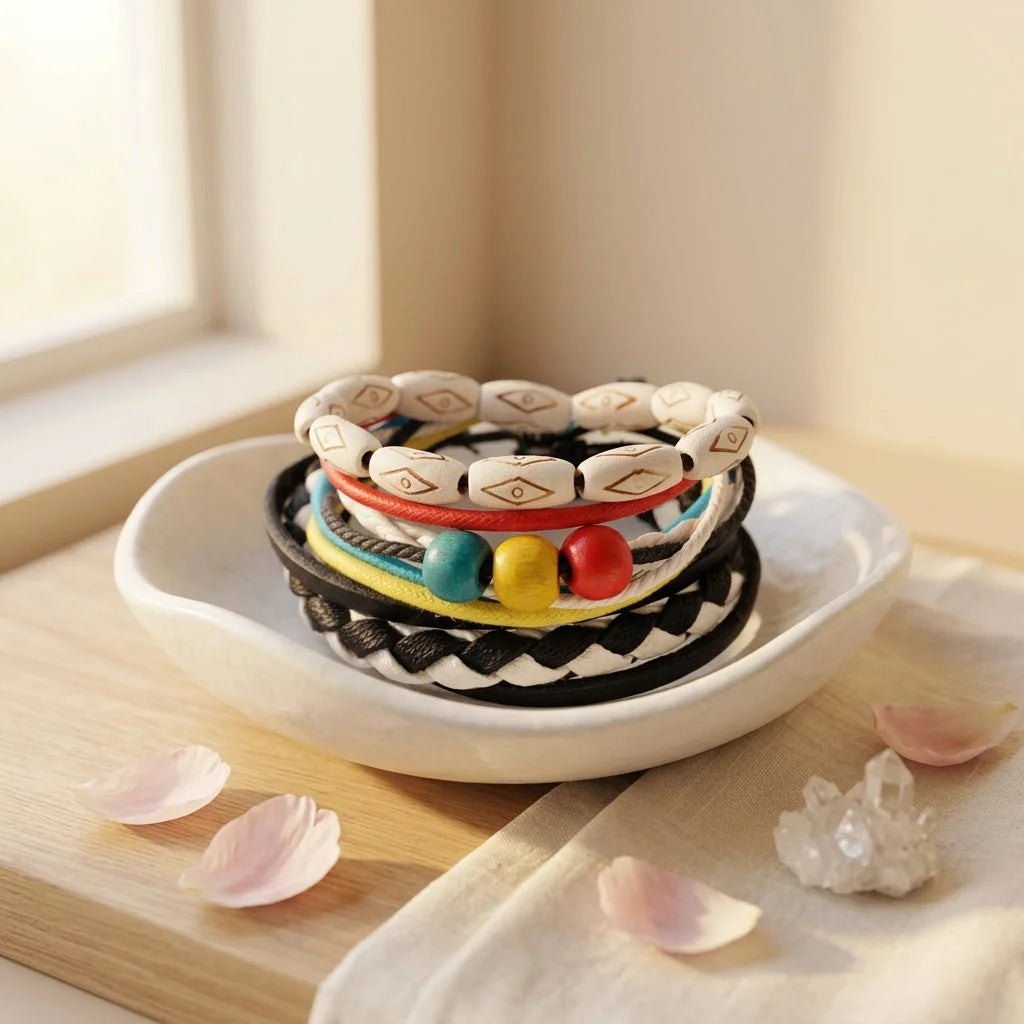 Handcrafted Woven Leather Bracelet For Daily Wear
