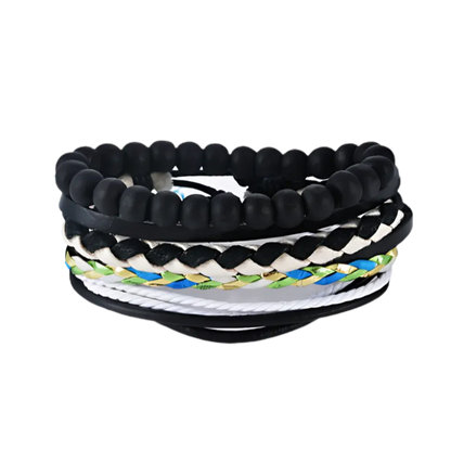 Handcrafted Woven Leather Bracelet For Daily Wear - K