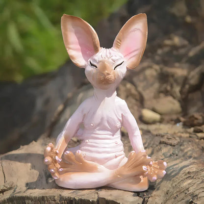 Handcrafted Yoga Cat Statue For Mindful Spaces