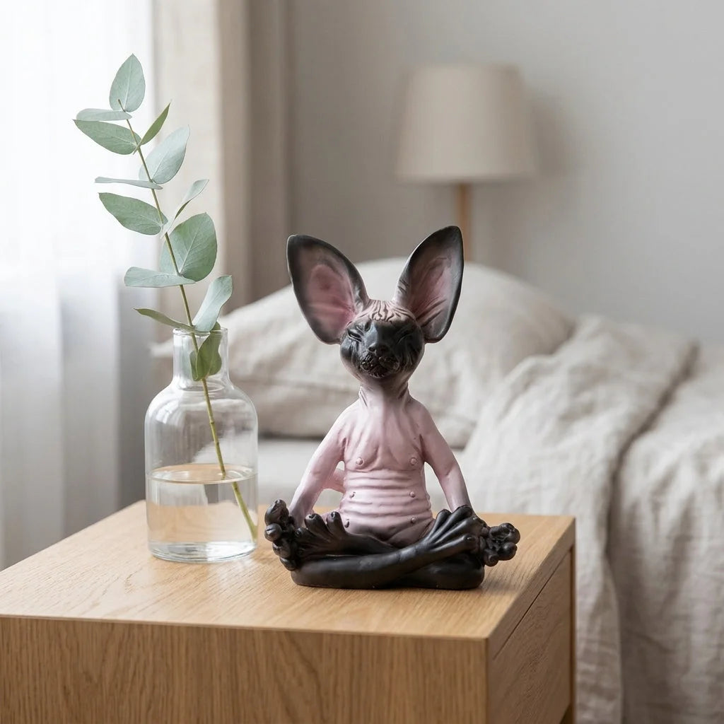 Handcrafted Yoga Cat Statue For Mindful Spaces