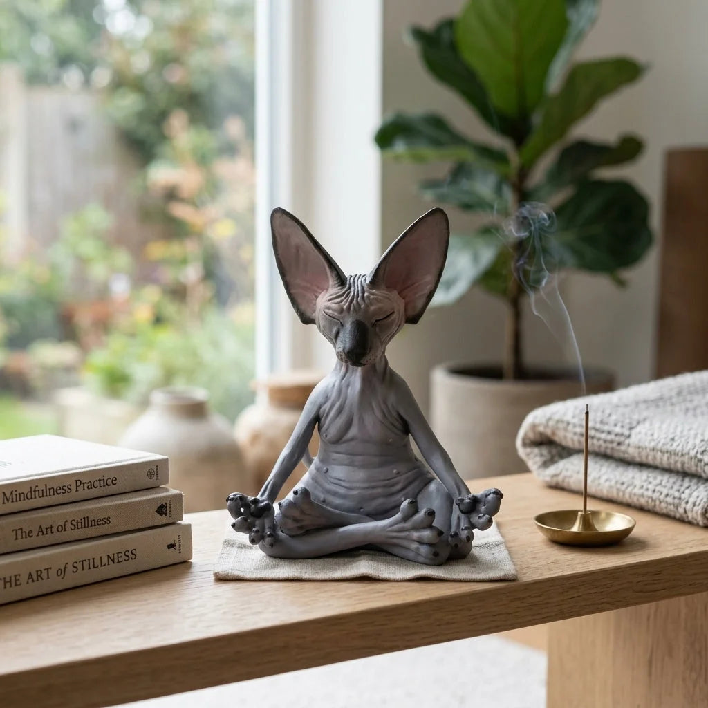 Handcrafted Yoga Cat Statue For Mindful Spaces