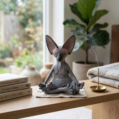 Handcrafted Yoga Cat Statue For Mindful Spaces