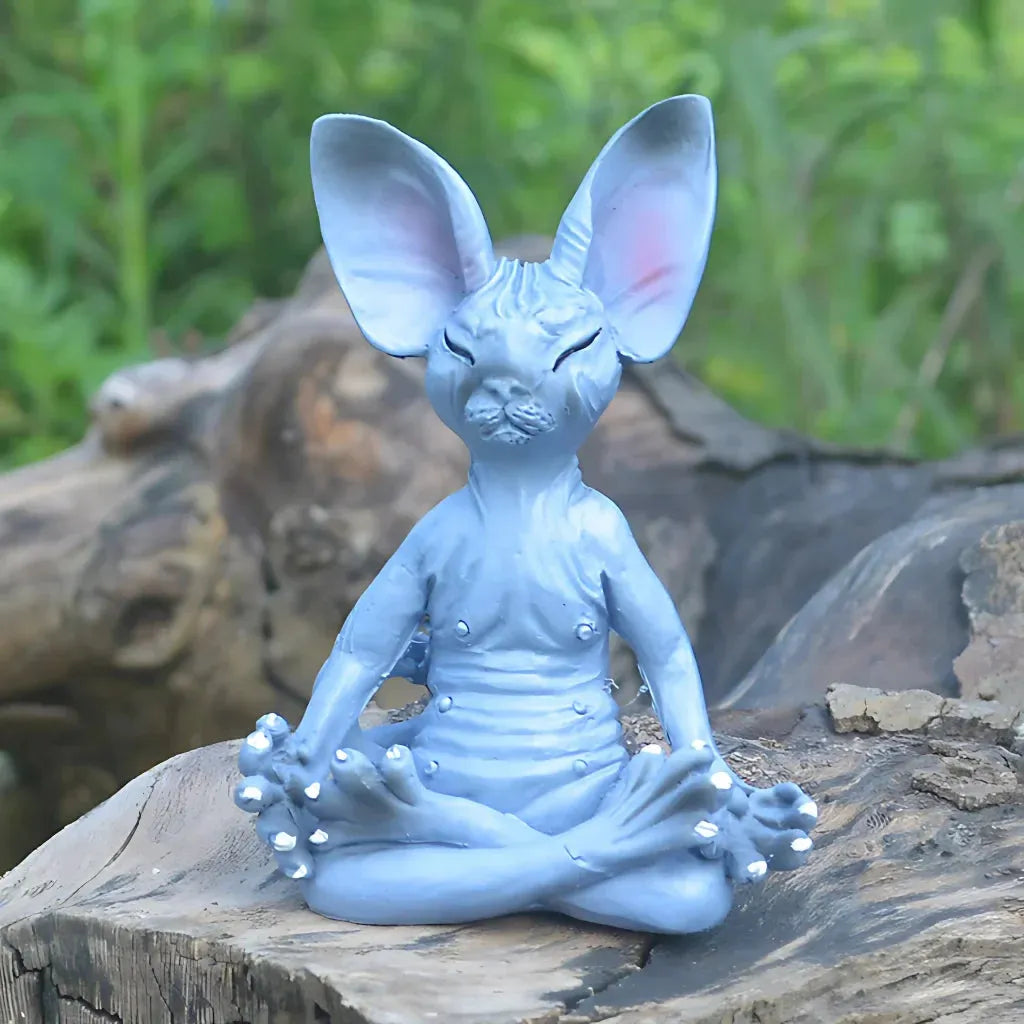 Handcrafted Yoga Cat Statue For Mindful Spaces