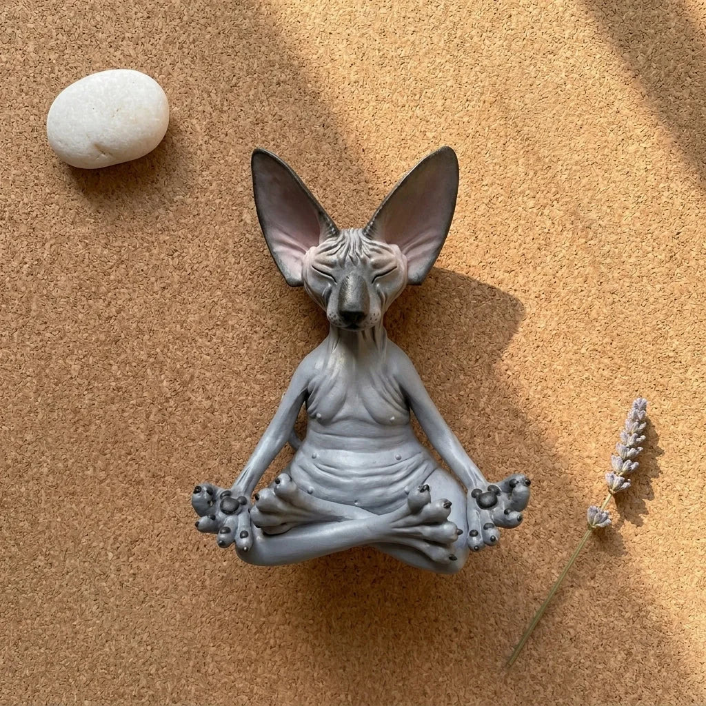 Handcrafted Yoga Cat Statue For Mindful Spaces