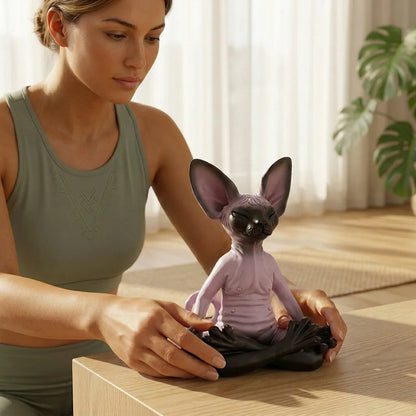 Handcrafted Yoga Cat Statue For Mindful Spaces