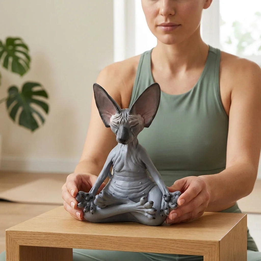 Handcrafted Yoga Cat Statue For Mindful Spaces