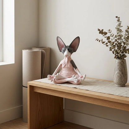 Handcrafted Yoga Cat Statue For Mindful Spaces
