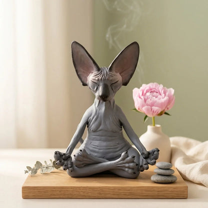 Handcrafted Yoga Cat Statue For Mindful Spaces