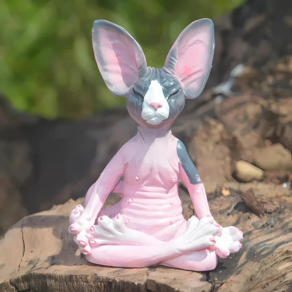 Handcrafted Yoga Cat Statue For Mindful Spaces