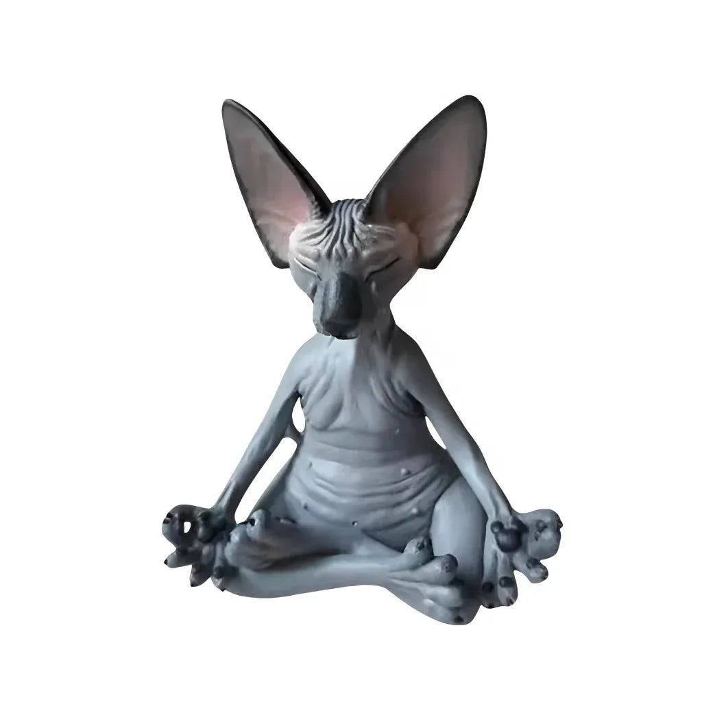 Handcrafted Yoga Cat Statue For Mindful Spaces - Black