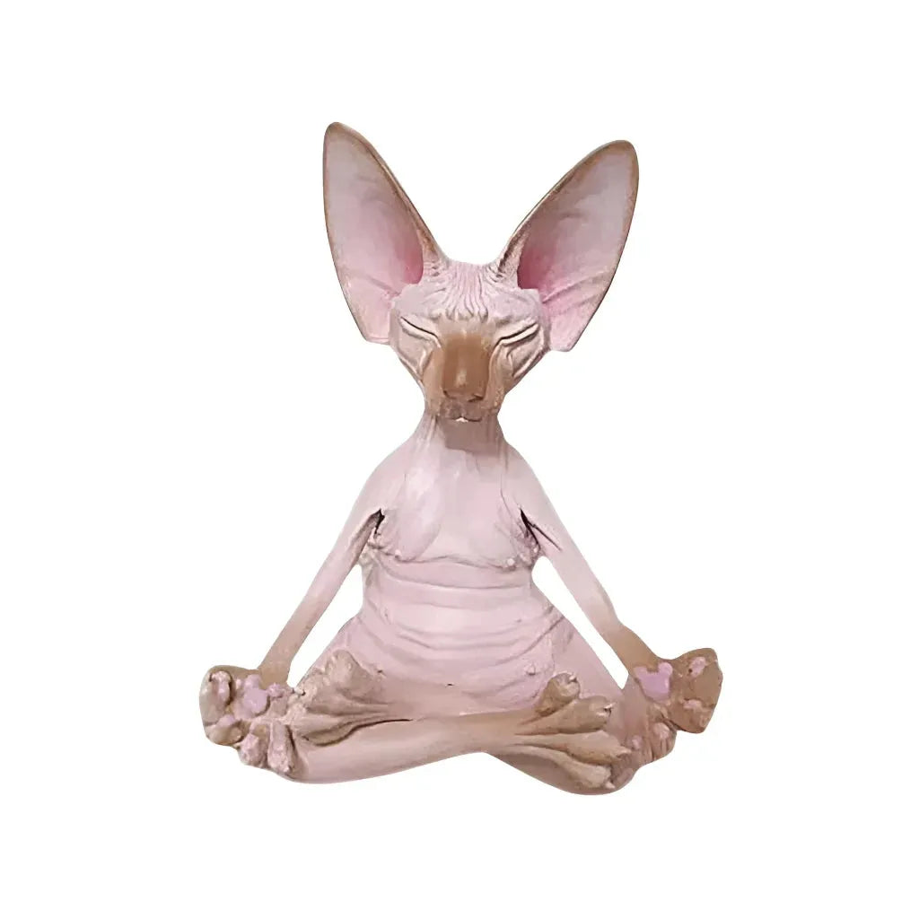 Handcrafted Yoga Cat Statue For Mindful Spaces - Pink