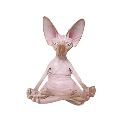 Handcrafted Yoga Cat Statue For Mindful Spaces - Pink