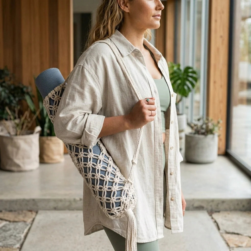 Handwoven Yoga Backpack With Mat Holder