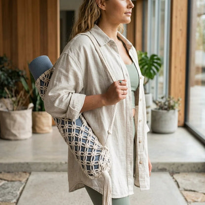 Handwoven Yoga Backpack With Mat Holder