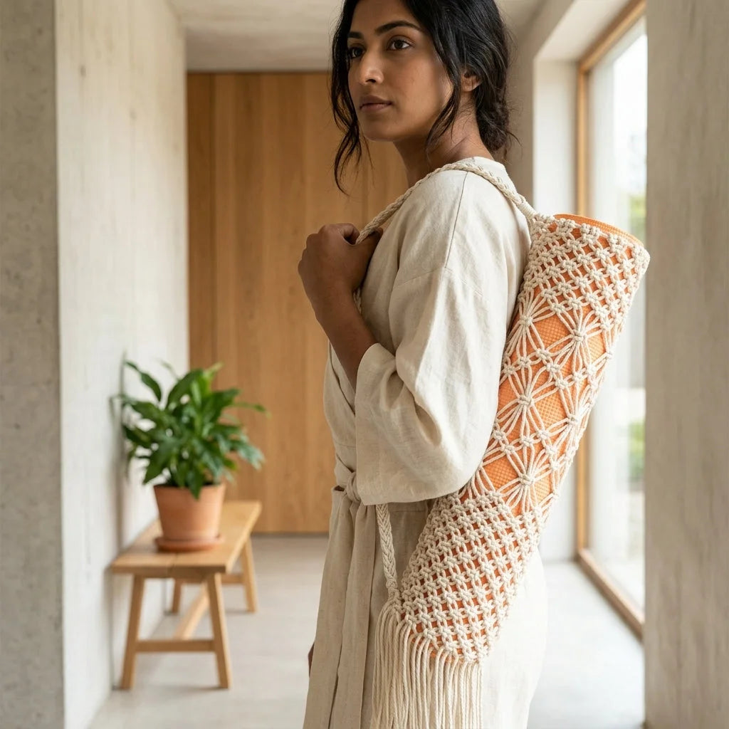Handwoven Yoga Backpack With Mat Holder