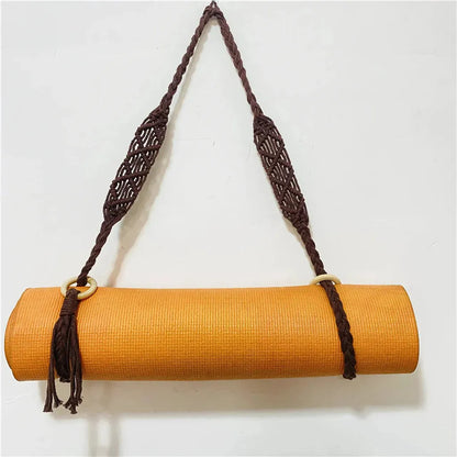Handwoven Yoga Mat Sling For Easy Portability - Brown