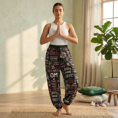Harem Ladies Pants With Yoga Quotes Print