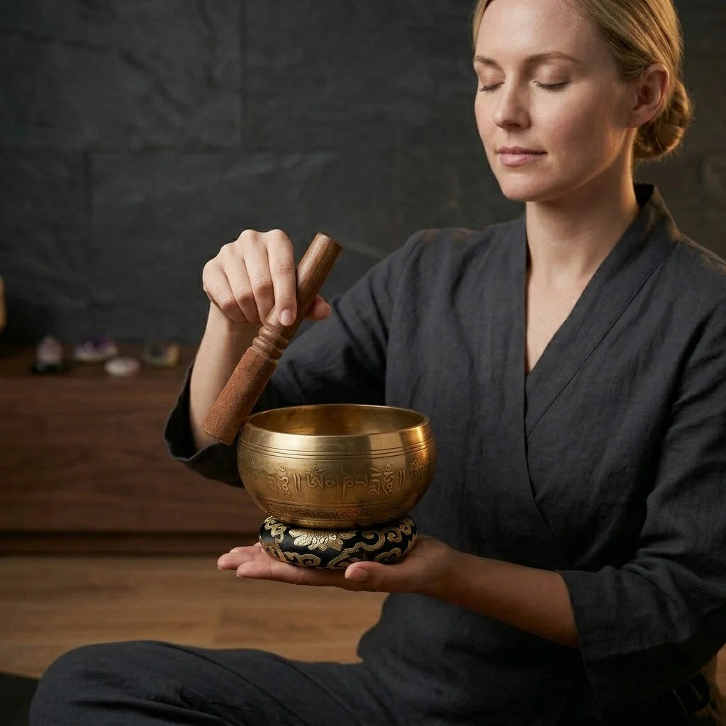 Healing Amethyst Singing Bowl Set With Music Box - Buddha Sound Bowl Set