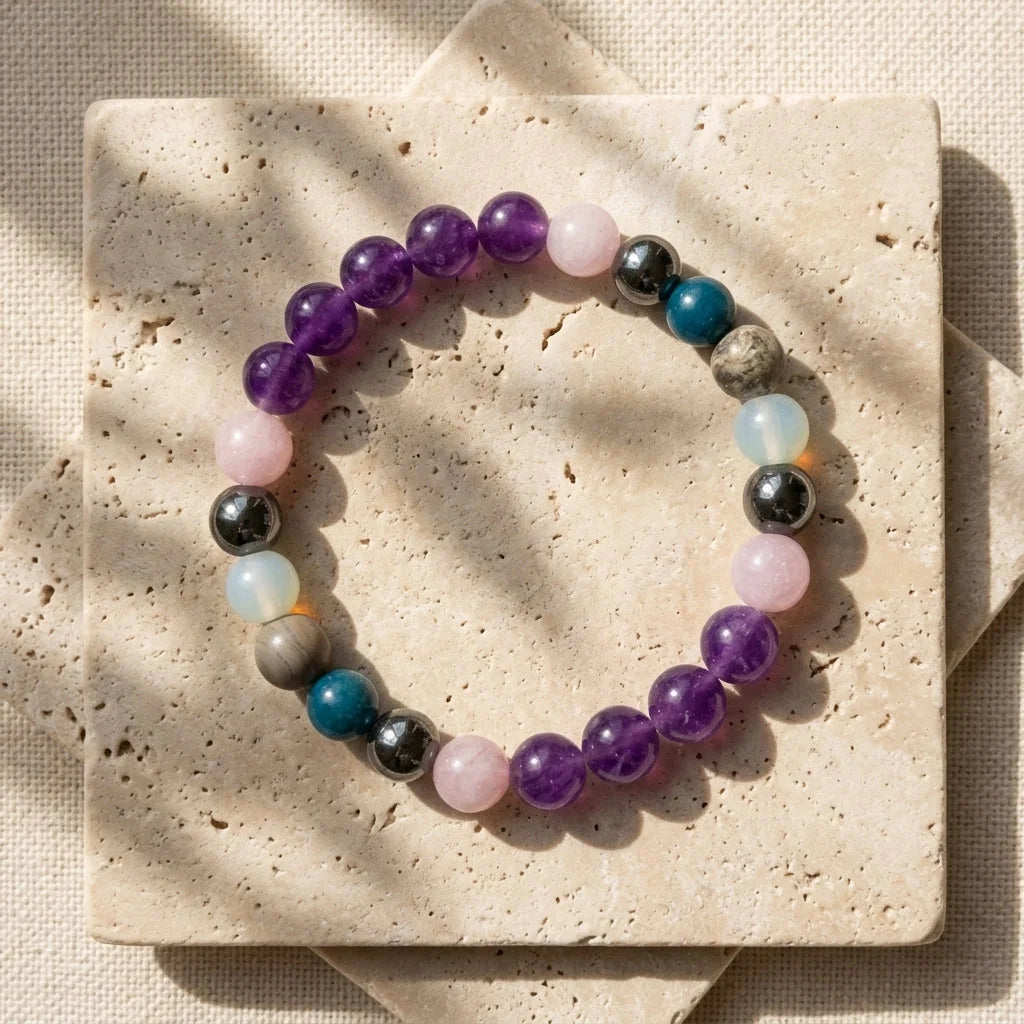 Healing Balance Bracelets With Gemstones - Purple