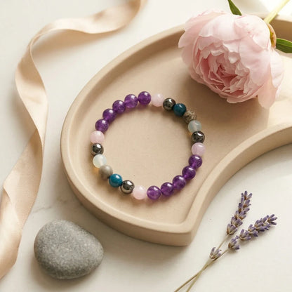 Healing Balance Bracelets With Gemstones - Purple