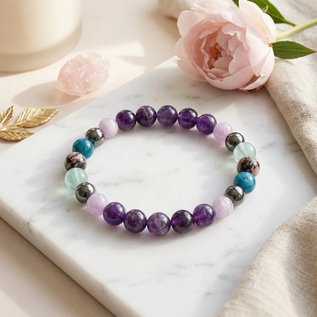 Healing Balance Bracelets With Gemstones - Purple