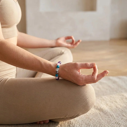 Healing Balance Bracelets With Gemstones - Purple