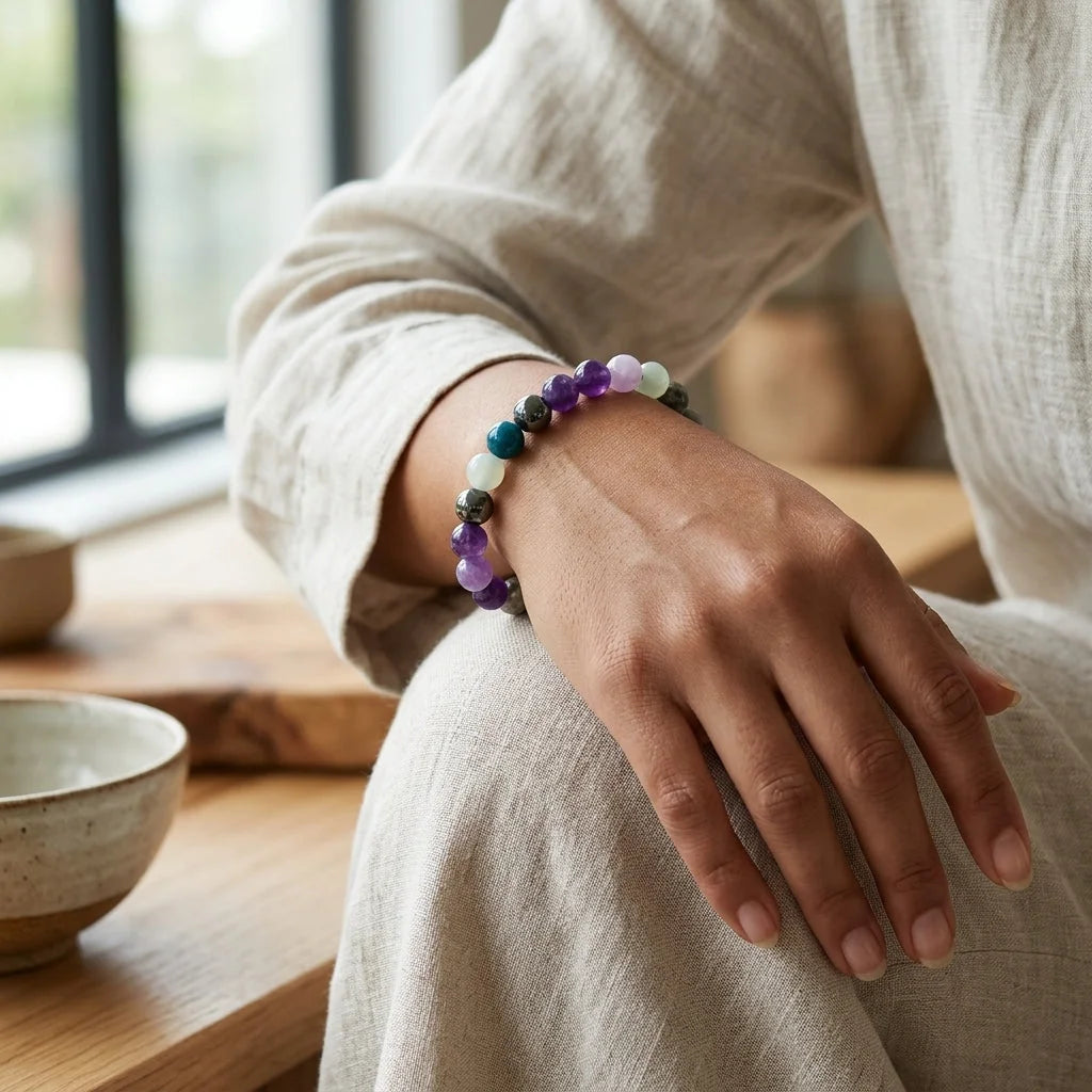 Healing Balance Bracelets With Gemstones - Purple