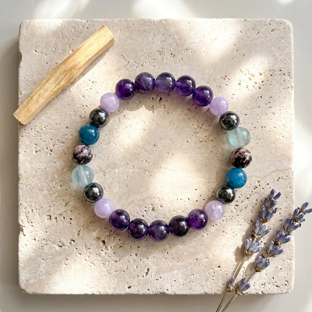 Healing Balance Bracelets With Gemstones - Purple