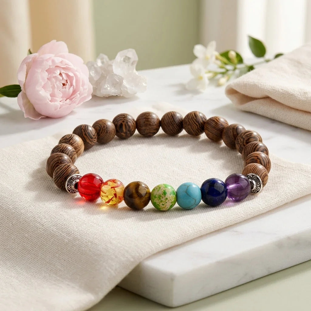 Healing Energy 7 Chakras Bracelet With Spiritual Charms