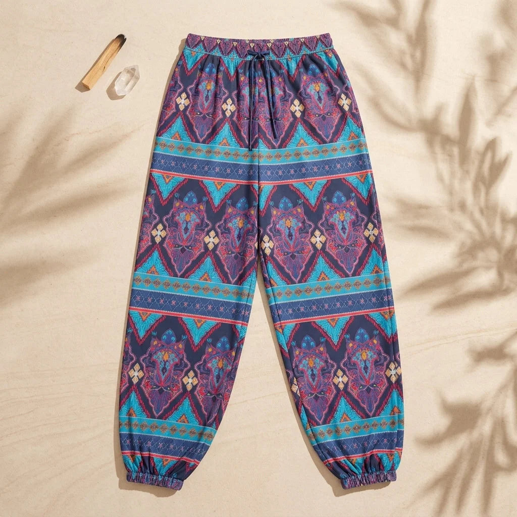 Hippie Harem Trousers With Paisley Boho Print