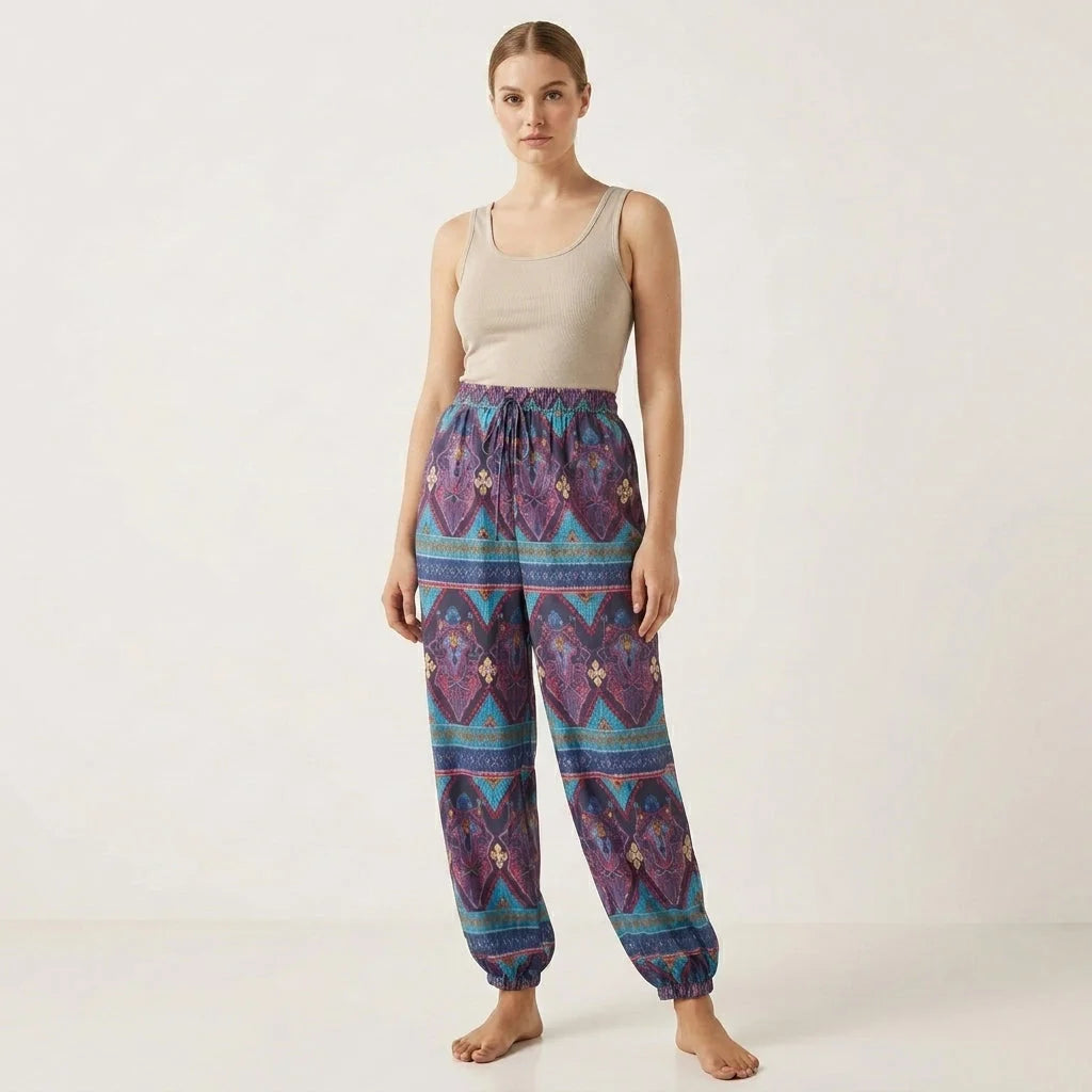 Hippie Harem Trousers With Paisley Boho Print