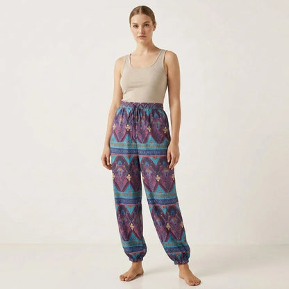 Hippie Harem Trousers With Paisley Boho Print