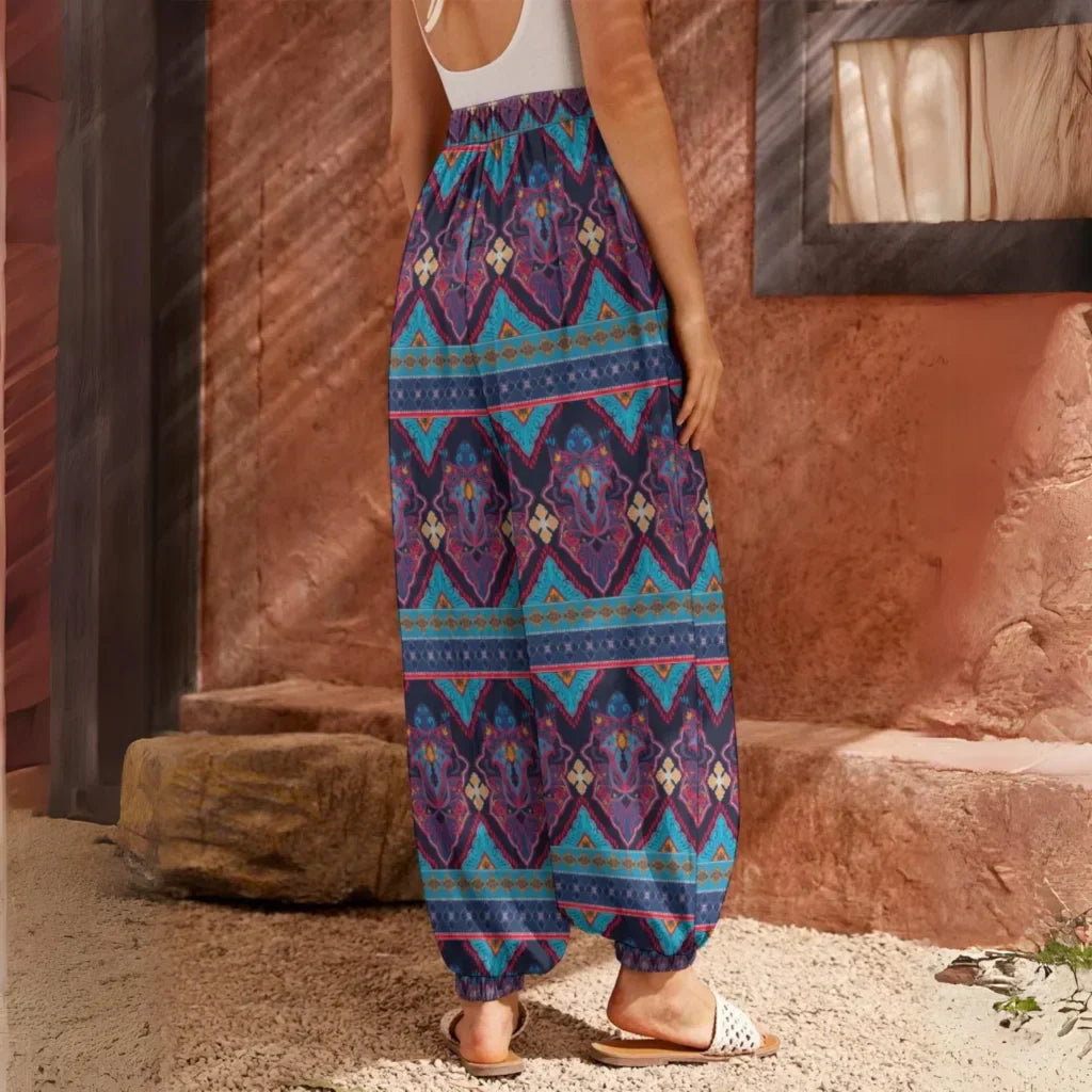 Hippie Harem Trousers With Paisley Boho Print