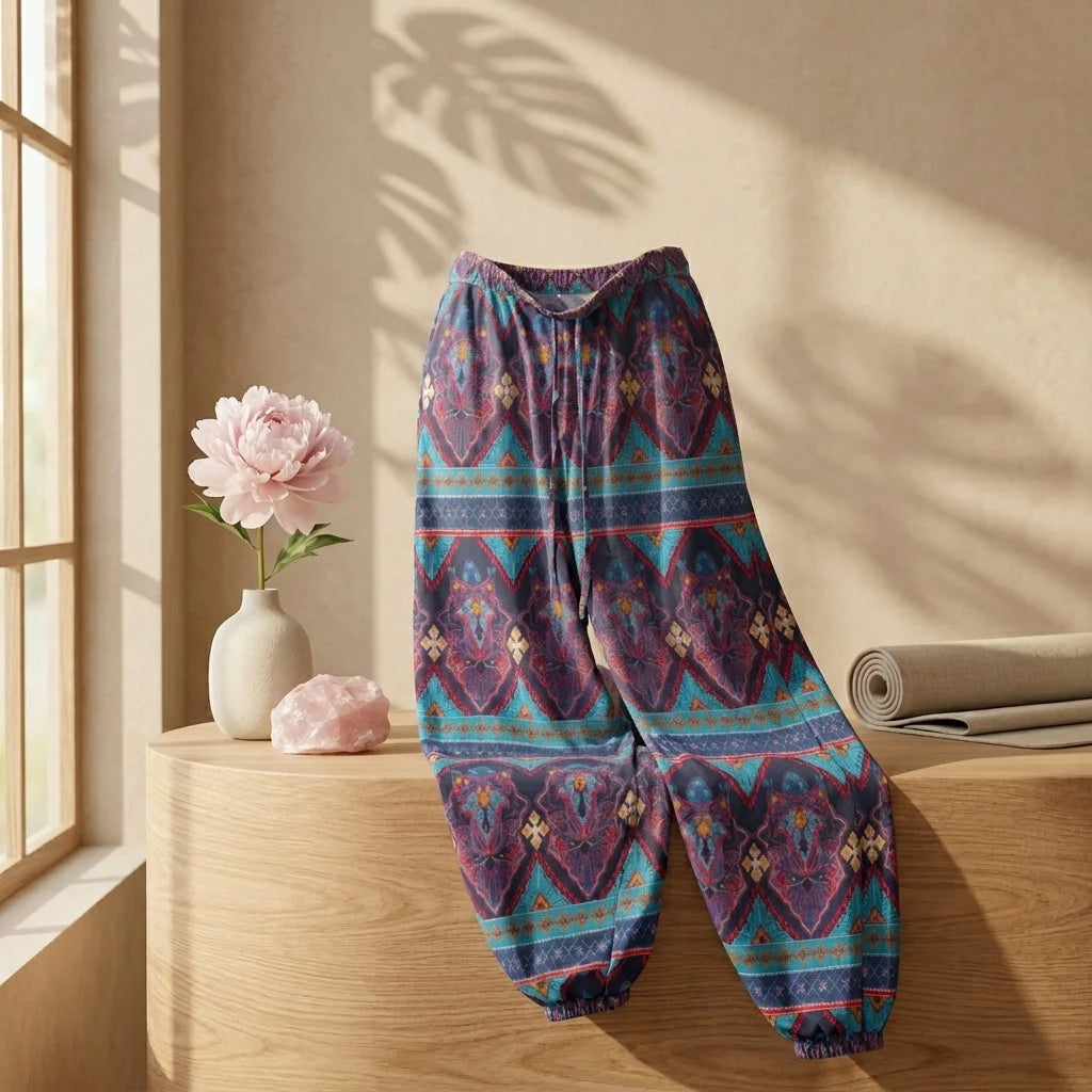 Hippie Harem Trousers With Paisley Boho Print