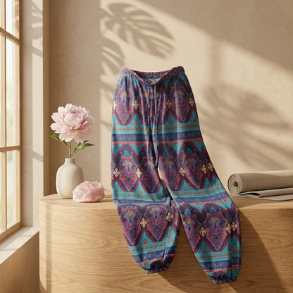 Hippie Harem Trousers With Paisley Boho Print