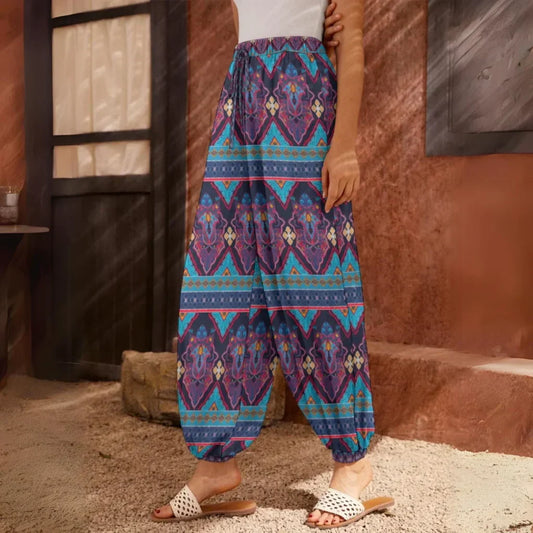 Hippie Harem Trousers With Paisley Boho Print - XS