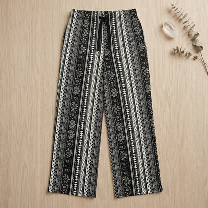 Hippie Spirit Grey Flare Joggers With Ethnic Stripe Print
