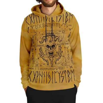 Hoodie In Yellow With Ouija Board Occult Design