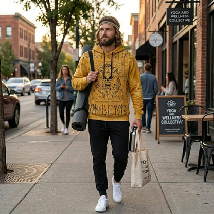 Hoodie In Yellow With Ouija Board Occult Design