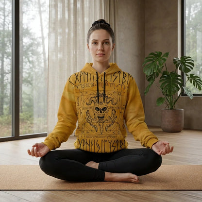 Hoodie In Yellow With Ouija Board Occult Design