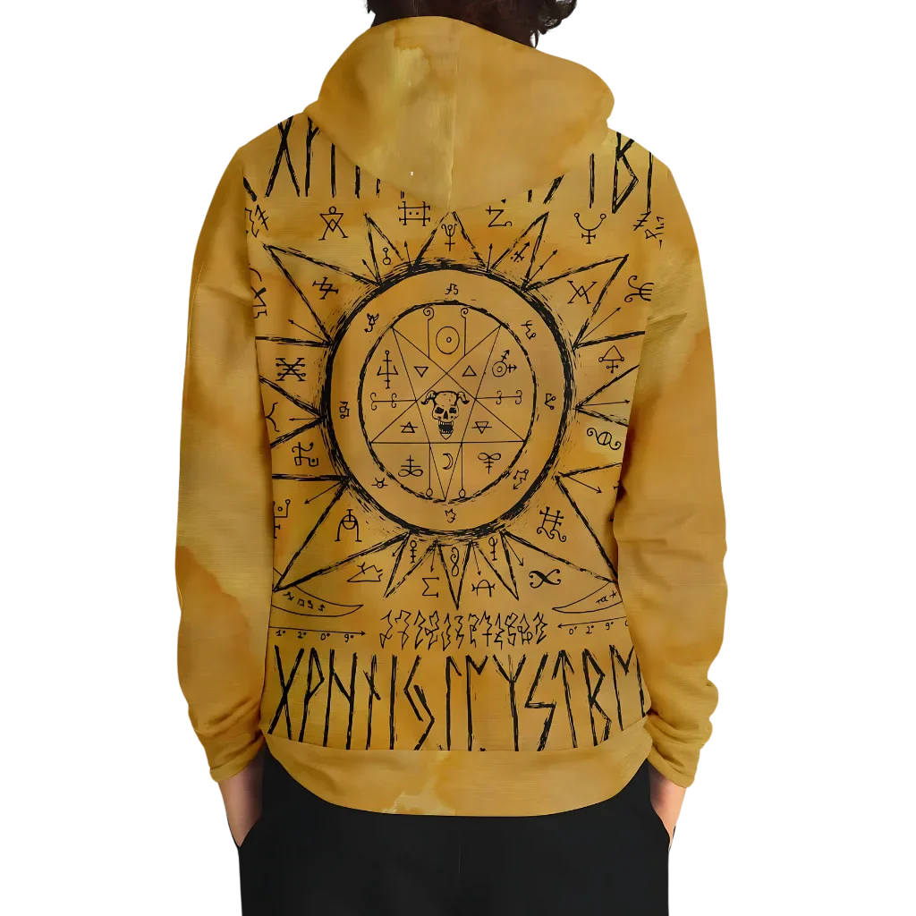 Hoodie In Yellow With Ouija Board Occult Design