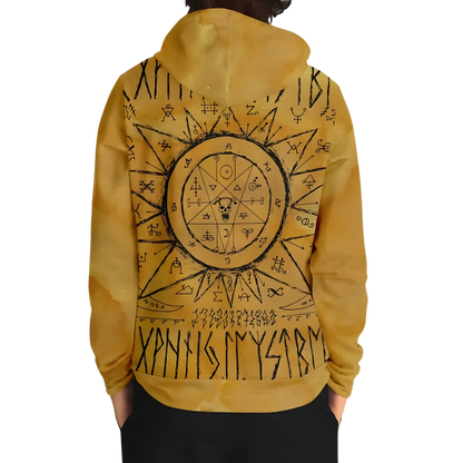 Hoodie In Yellow With Ouija Board Occult Design