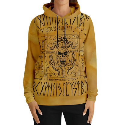 Hoodie In Yellow With Ouija Board Occult Design